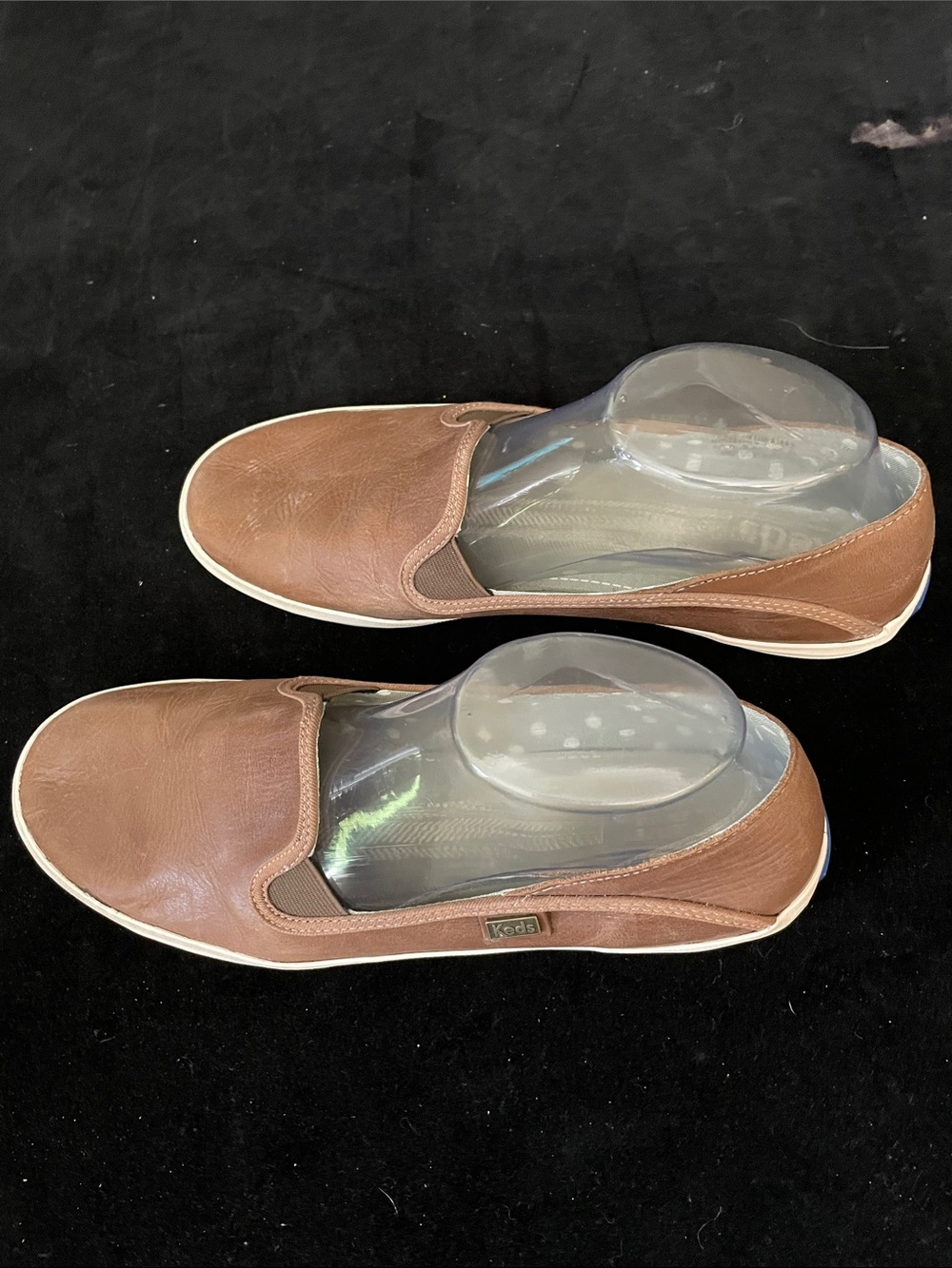 Women’s KEFS Crashback Leather slip-on sneakers in a cognac brown color Sz 10